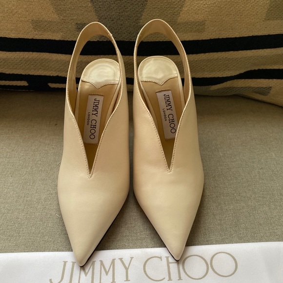 Jimmy Choo Saise 85 heels pump latte nappa leather 35.5/5.5 NWT - Picture 6 of 16